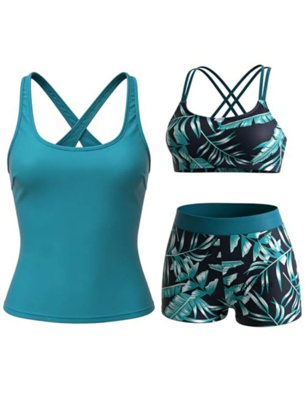 3 Piece Tankini Swimsuits for Women Tummy Control Racerback with Shorts